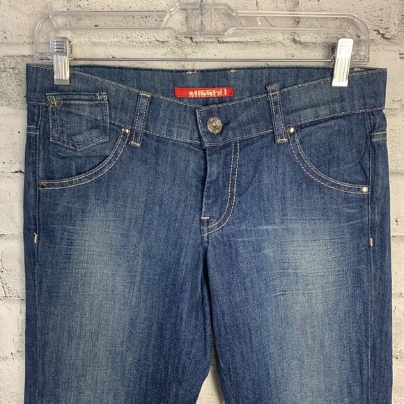 Miss 60 Junior Low Rise Embellished Medium Wash Y2K Jeans NWT - Picture 3 of 15